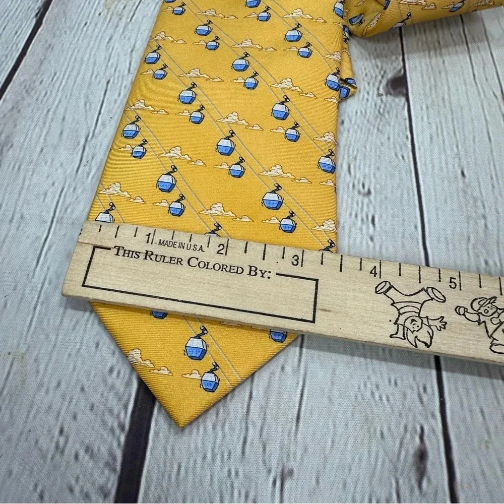 Bird dog bay silk tie hand made clouds ski lift gondola air tram preppy business